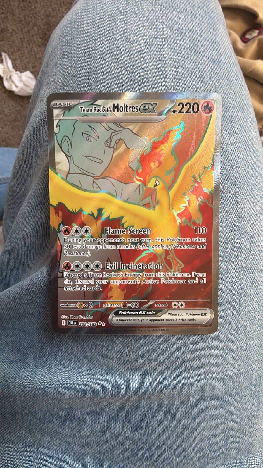 Team Rockets Moltres ex - 208/182 - Near Mint Condition - Grade 8