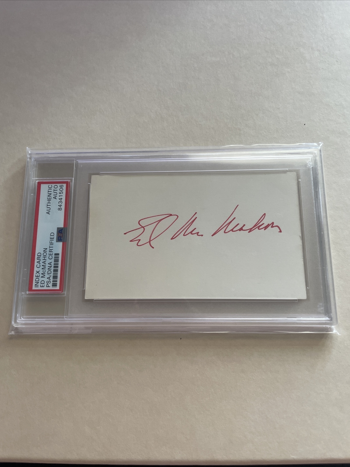 Tonight Show’s Ed Mcmahon Signed Slabbed 5x3” Index Card PSA DNA Certified