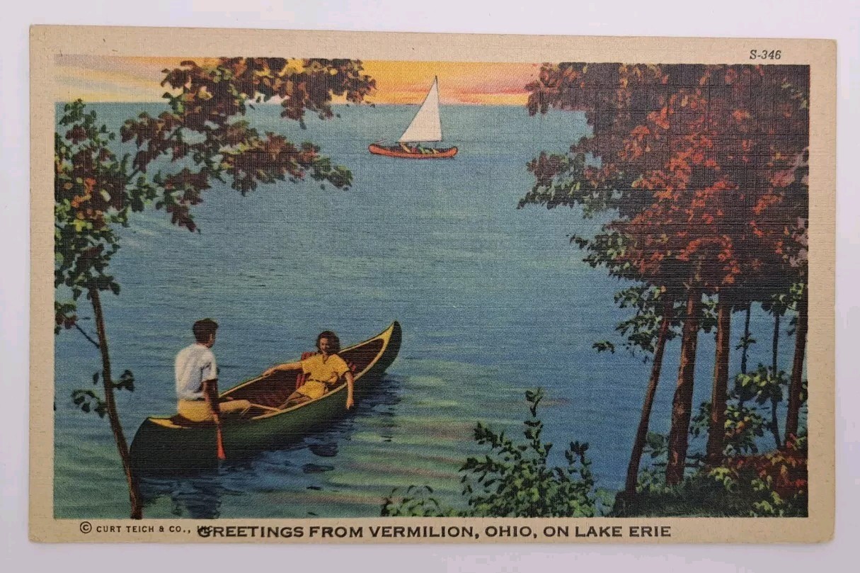 1946 Posted Postcard Greetings From Vermilion Ohio On Lake Erie Linen