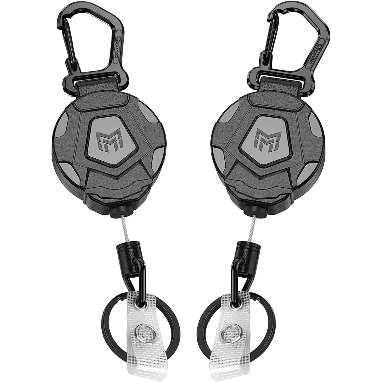 2 Pack Retractable Keychain Badge Reel Heavy Duty Carabiner 31.5\