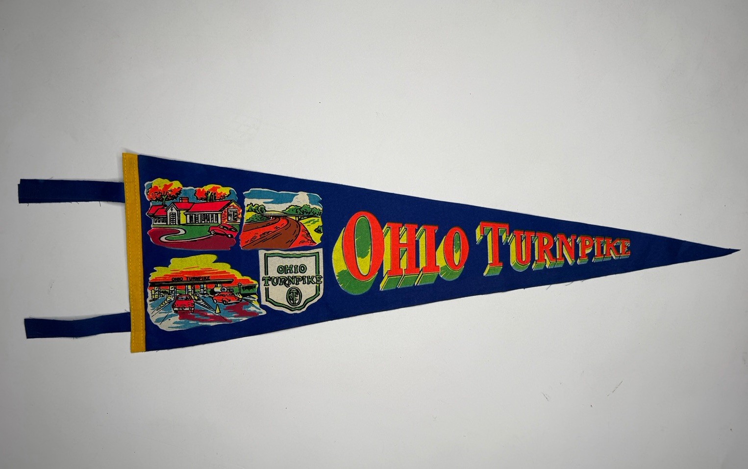 Vintage 1960’s Ohio Turnpike Americana Travel Souvenir Felt Pennant 27” Vintage 1960’s Ohio Turnpike Americana Travel Souvenir Felt Pennant 27”