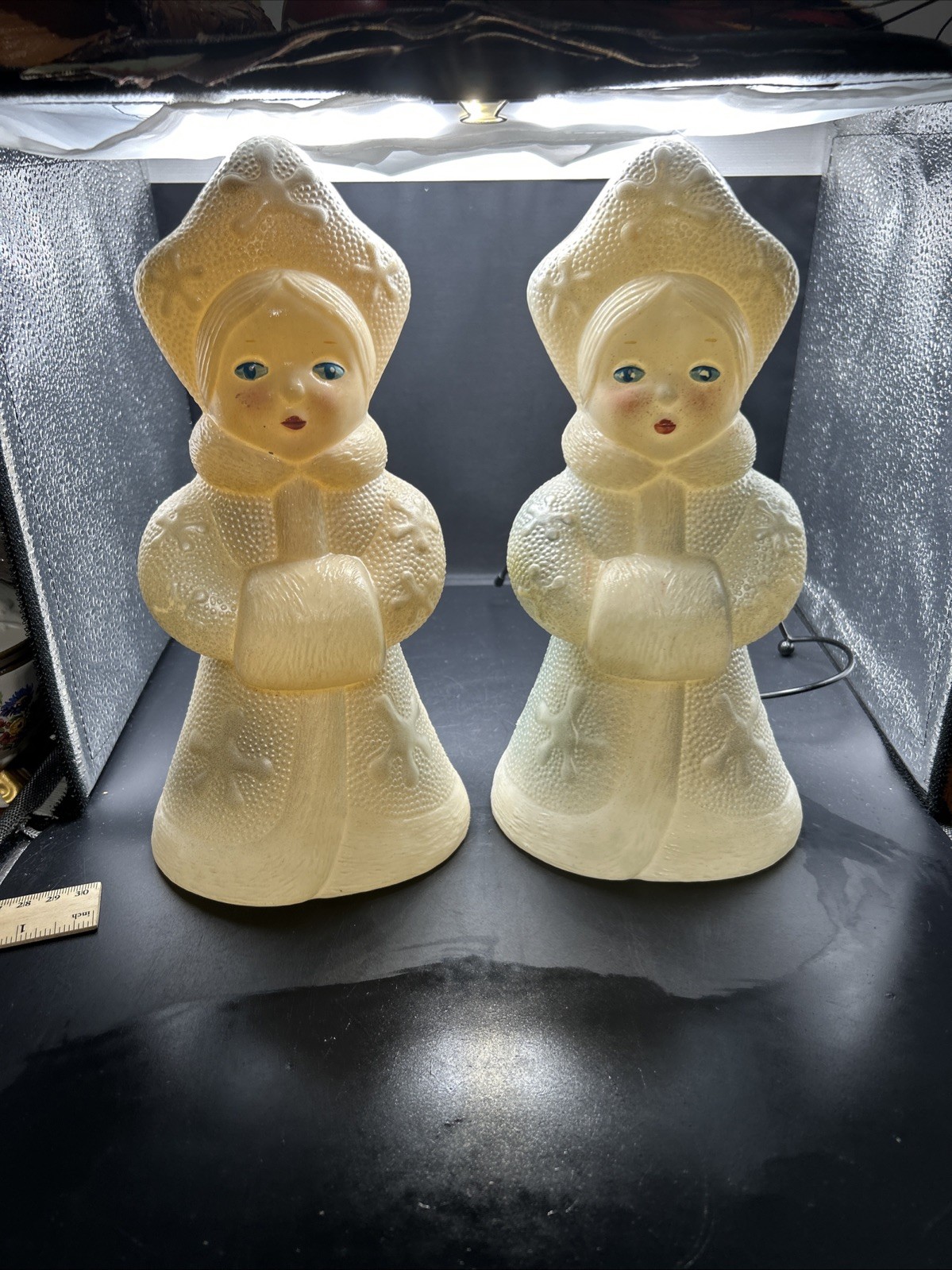 Pair Vintage Soviet Russia Snow Maiden SNEGUROCHKA Santa USSR CCCP Christmas