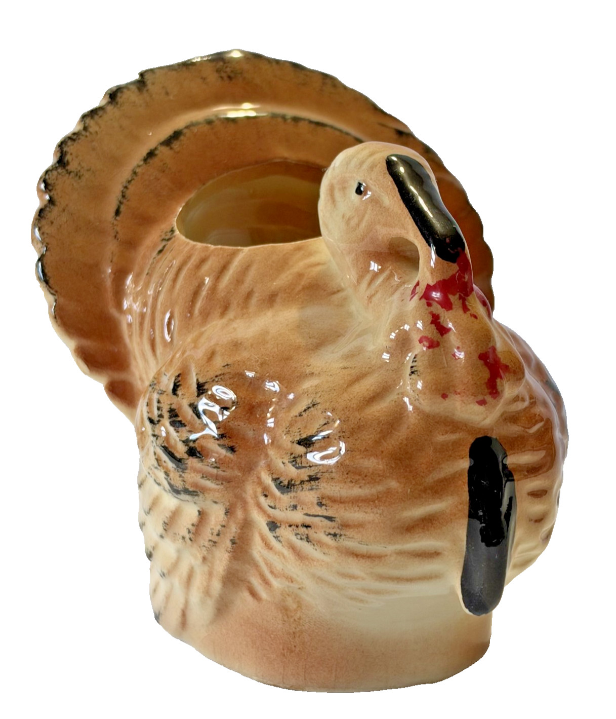 Morton Pottery Ceramic Turkey Planter 5 x 4 1/2 In Vintage Thanksgiving Fall