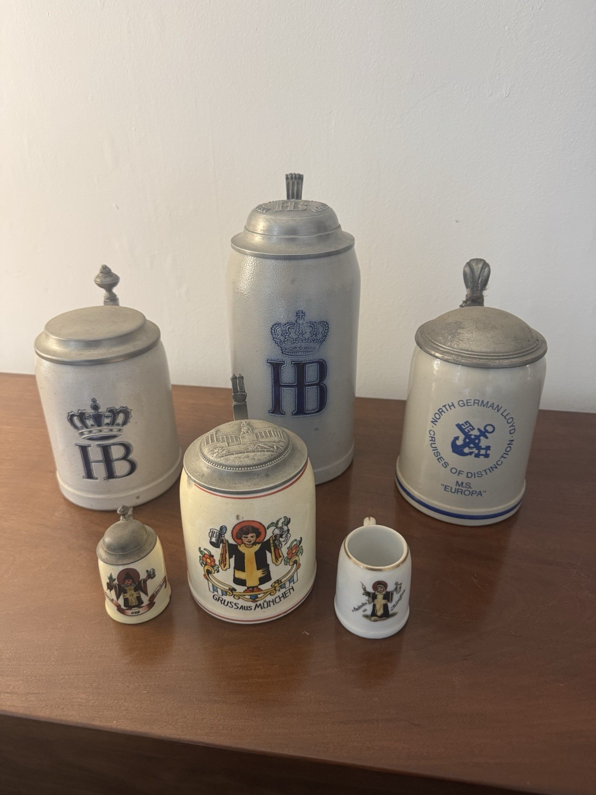 Vintage German beer steins w/ pewter lid Hofbrauhaus Munchen