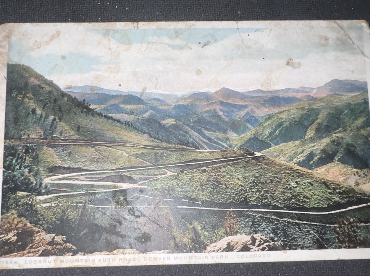 Lookout Mtn. Auto Road, Denver Mtn. Park 1919, Divided Back Postcard 5.5x3.5