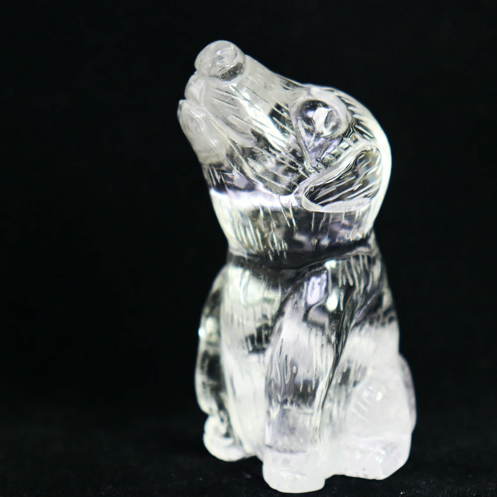 130g Natural Beautiful Clear Quartz Crystal Stone Carved Dog Specimen Cute