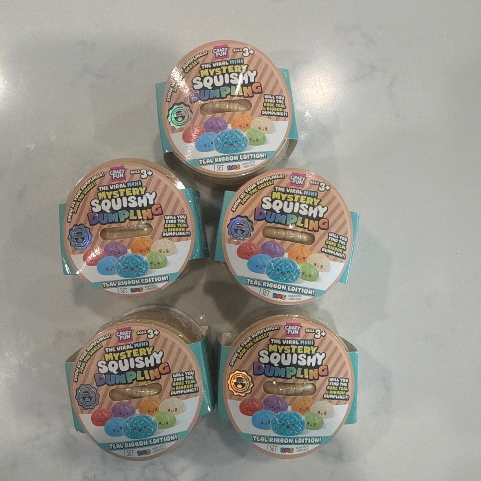 NEW RELEASE RMS Viral Mini Mystery Squishy Dumpling Teal Ribbon Edition Set of 5