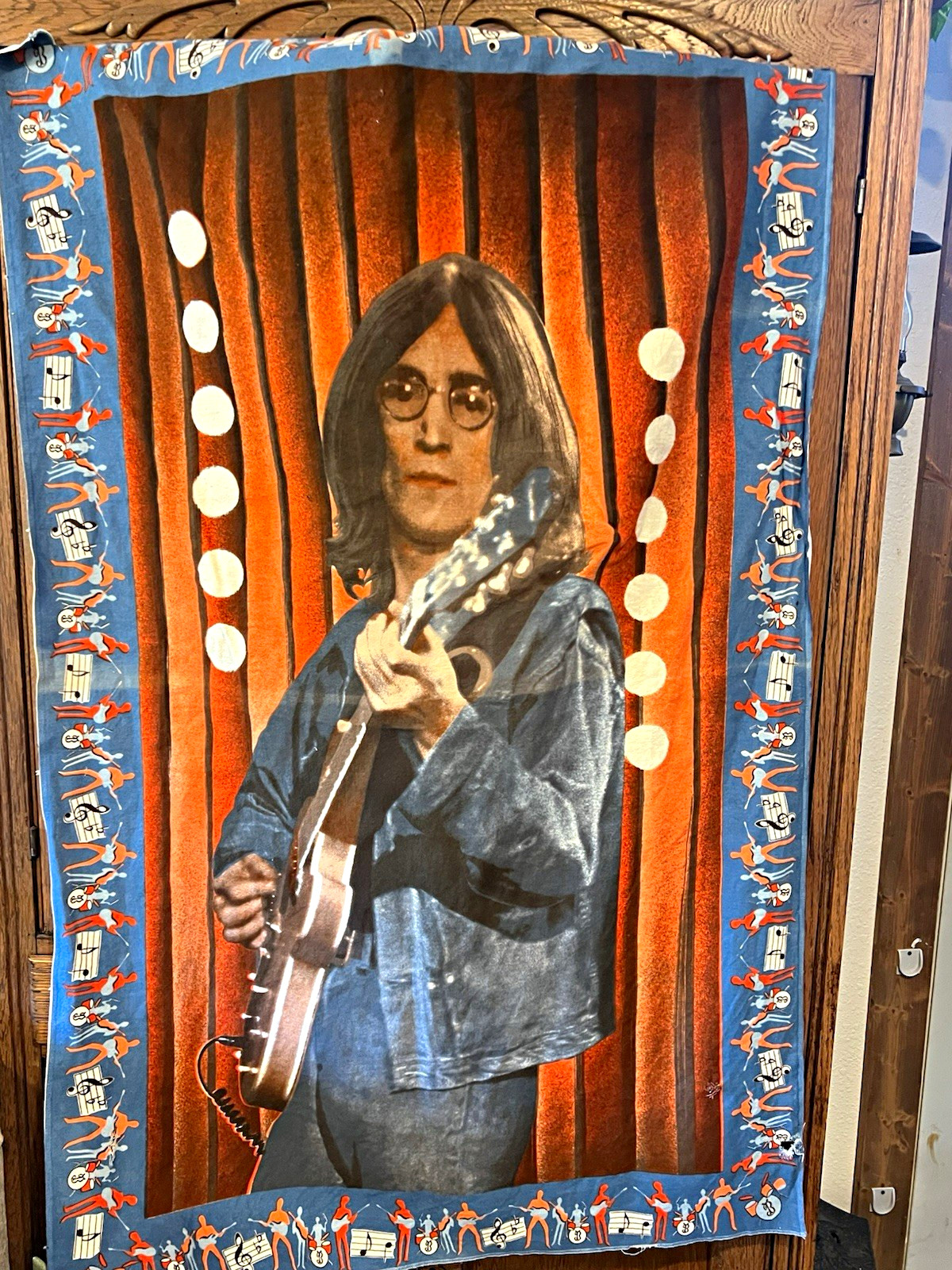 vintage 1970s John Lennon cotton wall tapestry produced by A.T.C. New York