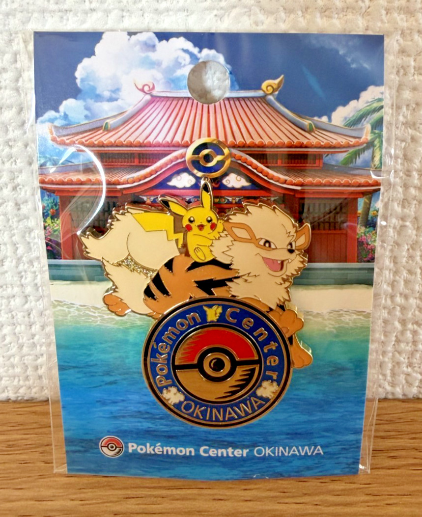 Pokemon Center Okinawa Exclusive Logo Pins Pikachu Arcanine Badge Japan New