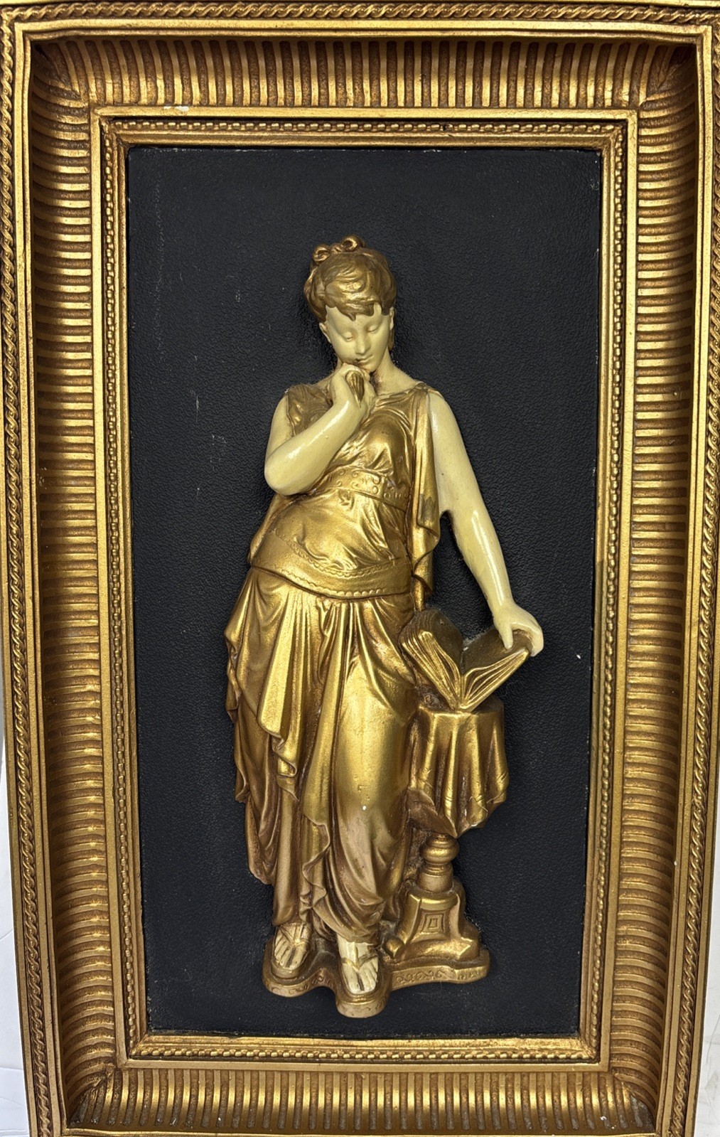 Ansonia Poetry Wall Plaque 3D Plaster Chalkware Large 14”x23