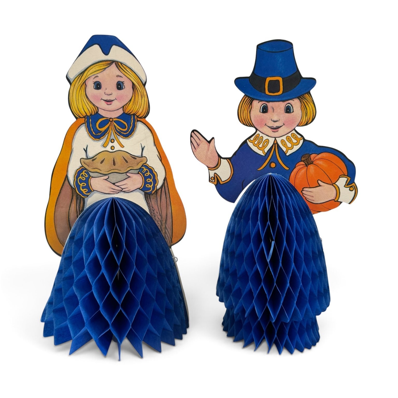 Beistle Pilgrim Boy Girl Honeycomb Tabletop Decorations 10\