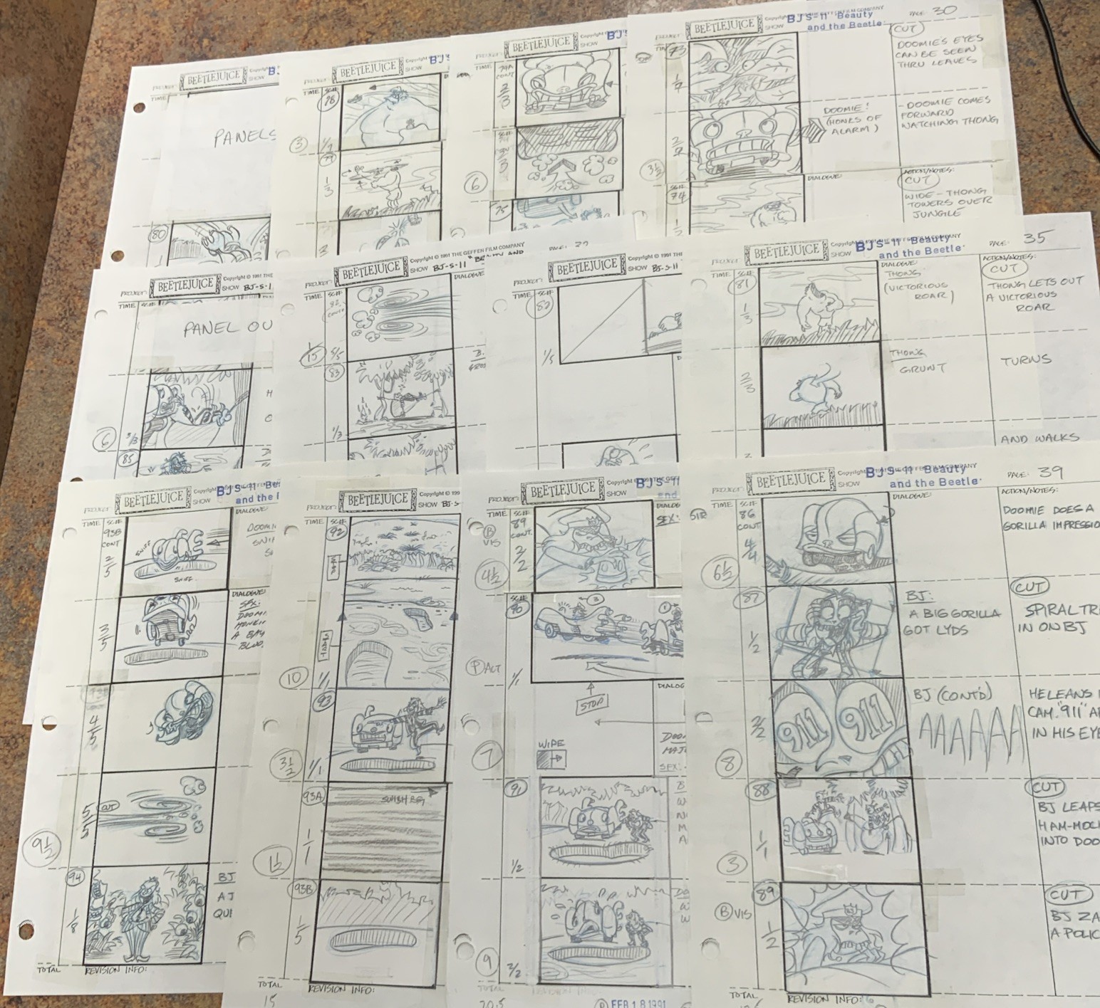 Beetlejuice Original Production Animation Storyboard Nelvana Tim Burton 1991 Beetlejuice Original Production Animation Storyboard Nelvana Tim Burton 1991