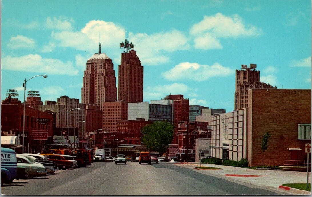 Oklahoma City Oklahoma Downtown Skyline Sixth Harrison Streets Curt Postcard
