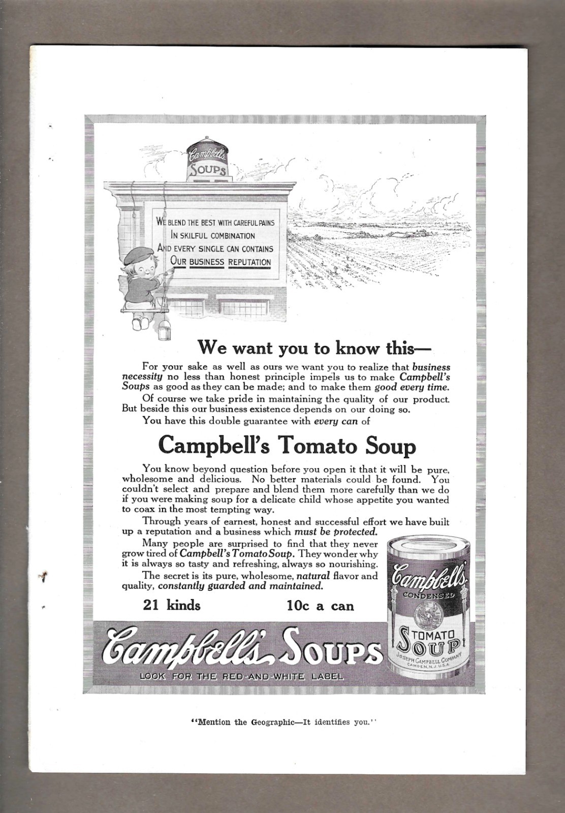 1916 Campbell\'s Tomato Soup & The Franklin Car Automobile Vintage Ads