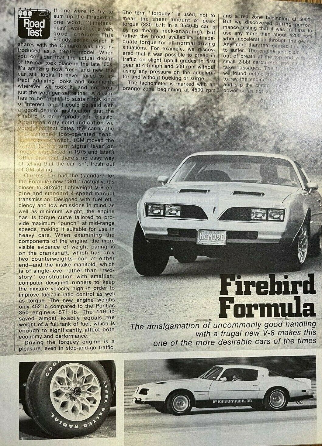 1977 Road Test Pontiac Firebird Formula