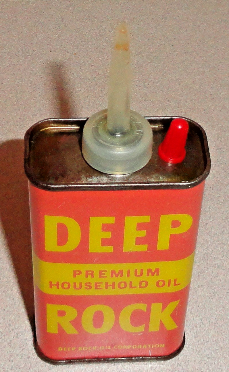 Vintage Full NOS 4 Oz DEEP ROCK Household Oil Can - Old General Handy Oiler Tin