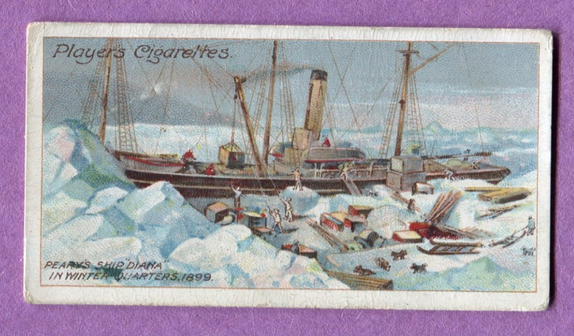 1915 JOHN PLAYER POLAR EXPLORATION TOBACCO CARD #9 PERRY\'S ARTIC EXPEDITION