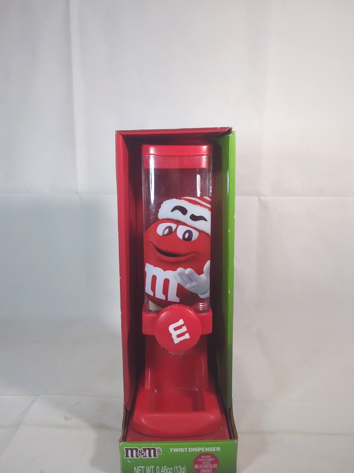 New In Box M&M’s Twist Dispenser Christmas Holiday Edition Red M&M