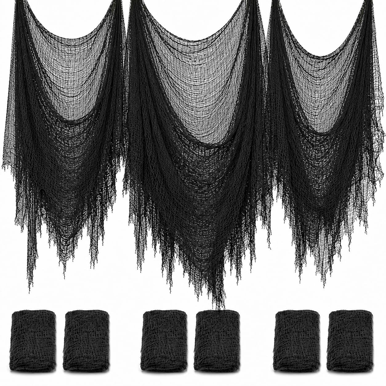 6 Pack Black Halloween Creepy Cloth, 30x72 Inch Spooky Decor for Haunted House