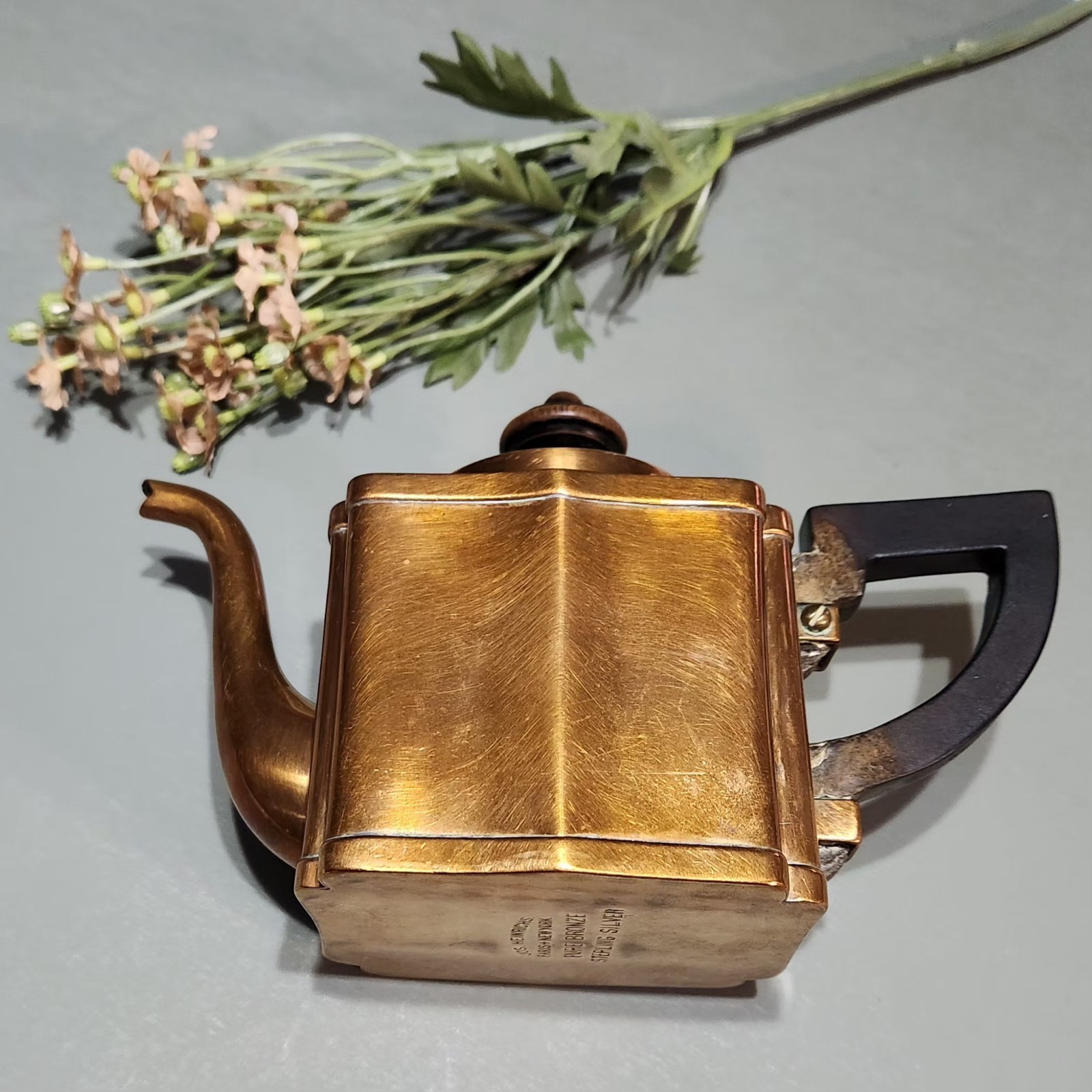 Jos Heinrichs 1907 Paris New York Pure Bronze & Sterling Silver Tea Pot 