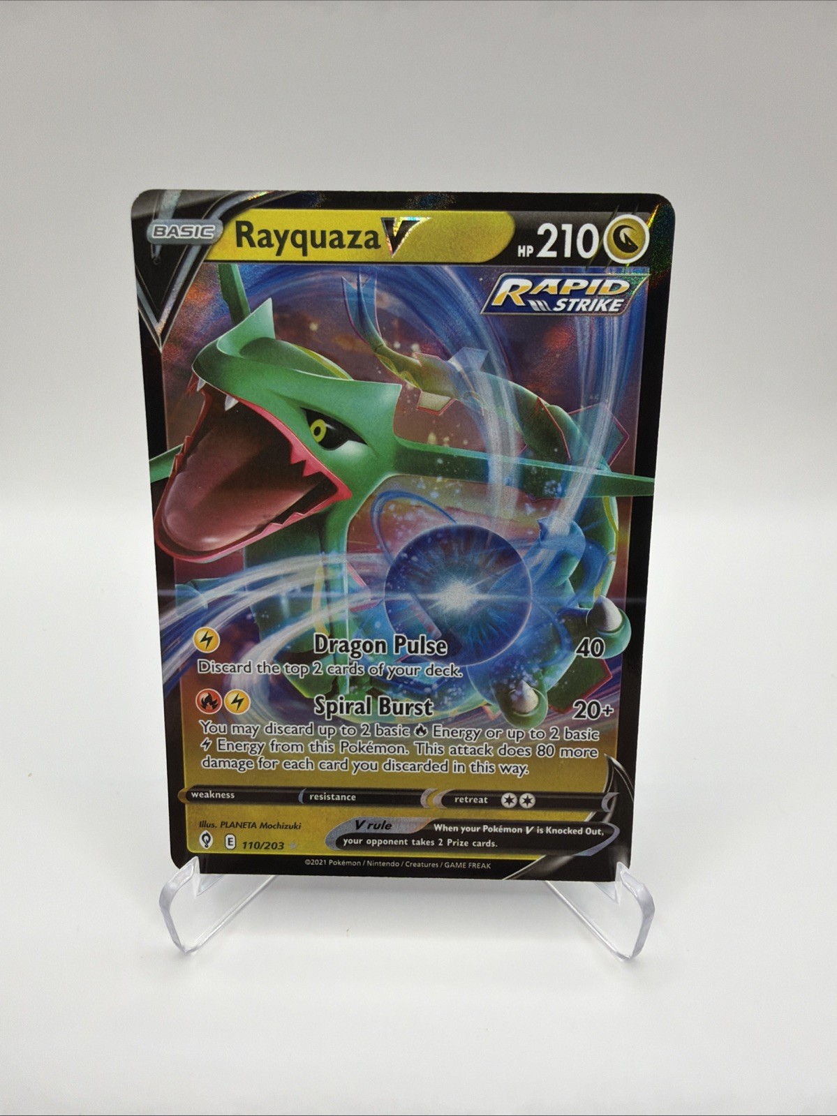 🔥Rayquaza V 2021 Evolving Full Art Ultra Rare Holo Pokemon Card 110/203 🔥