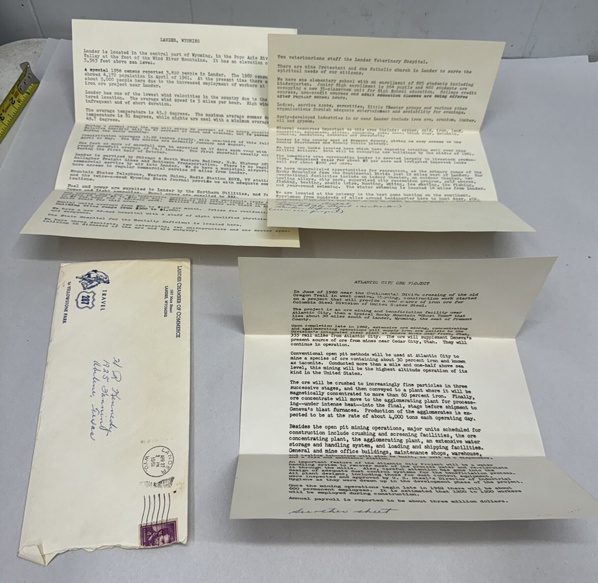 Lander Wyoming Chamber of Commerce Letters Information ephemera travel collectib