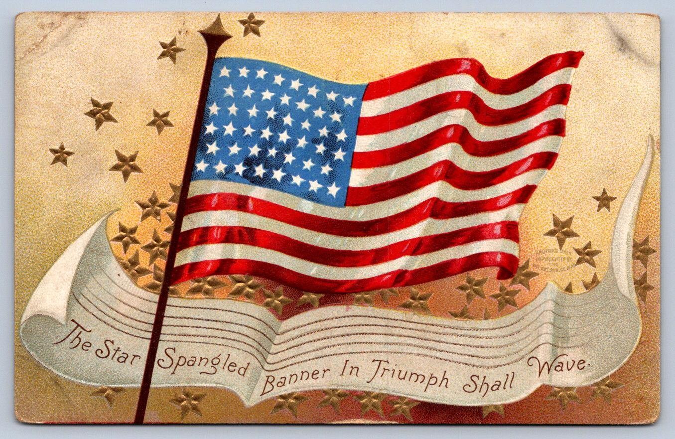 Patriotic Postcard c1910 US Flag Star Spangled Banner International Art Publ