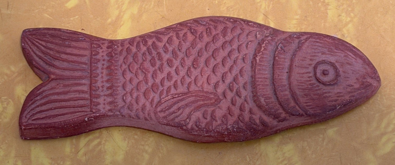 Vintage Clay Ceramic Terracotta Fish Sculpture Primitive Art Decoration Fishing