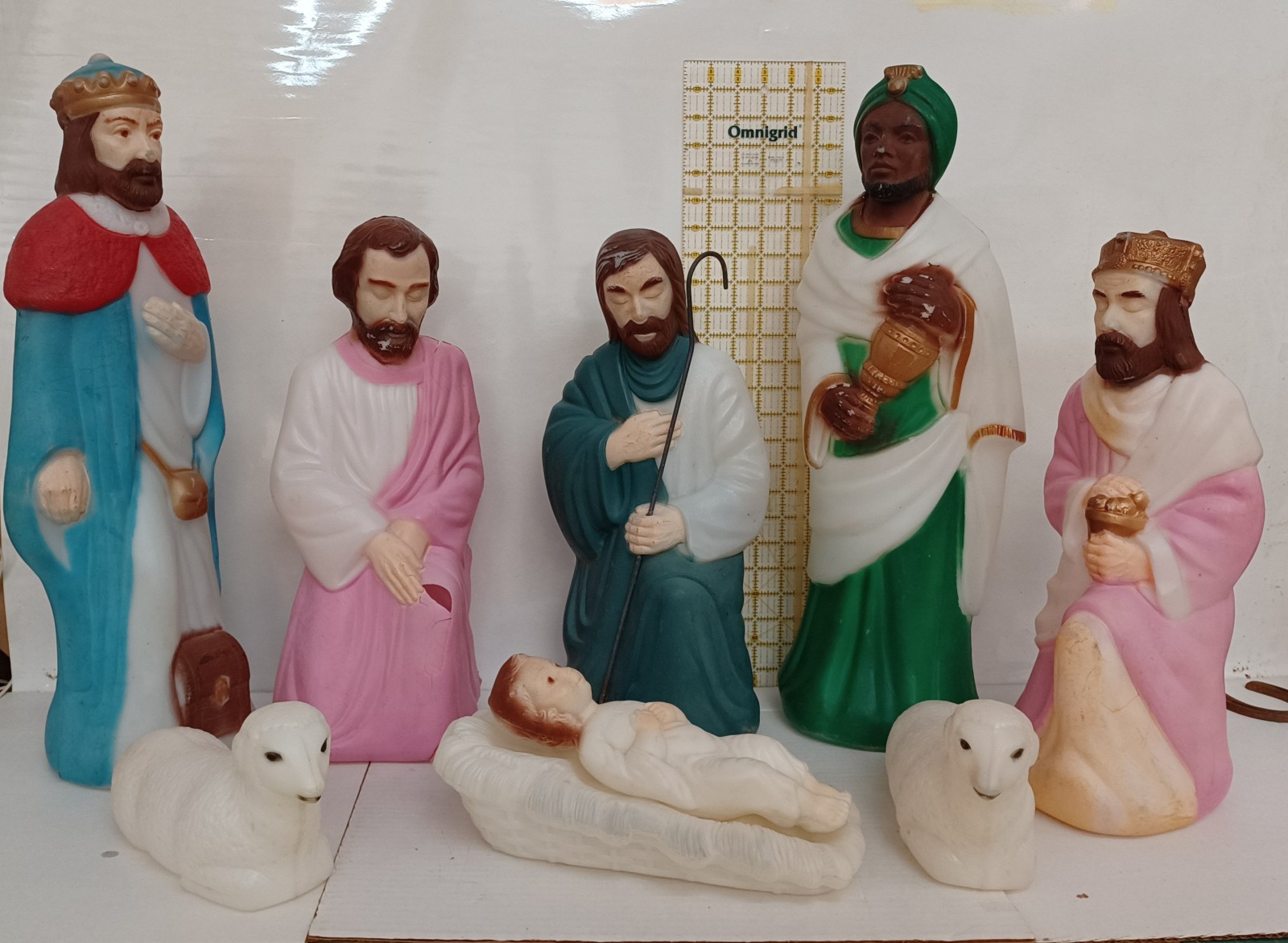 Vintage Empire Blow Mold Nativity 8 Piece Set Lighted Christmas 23\