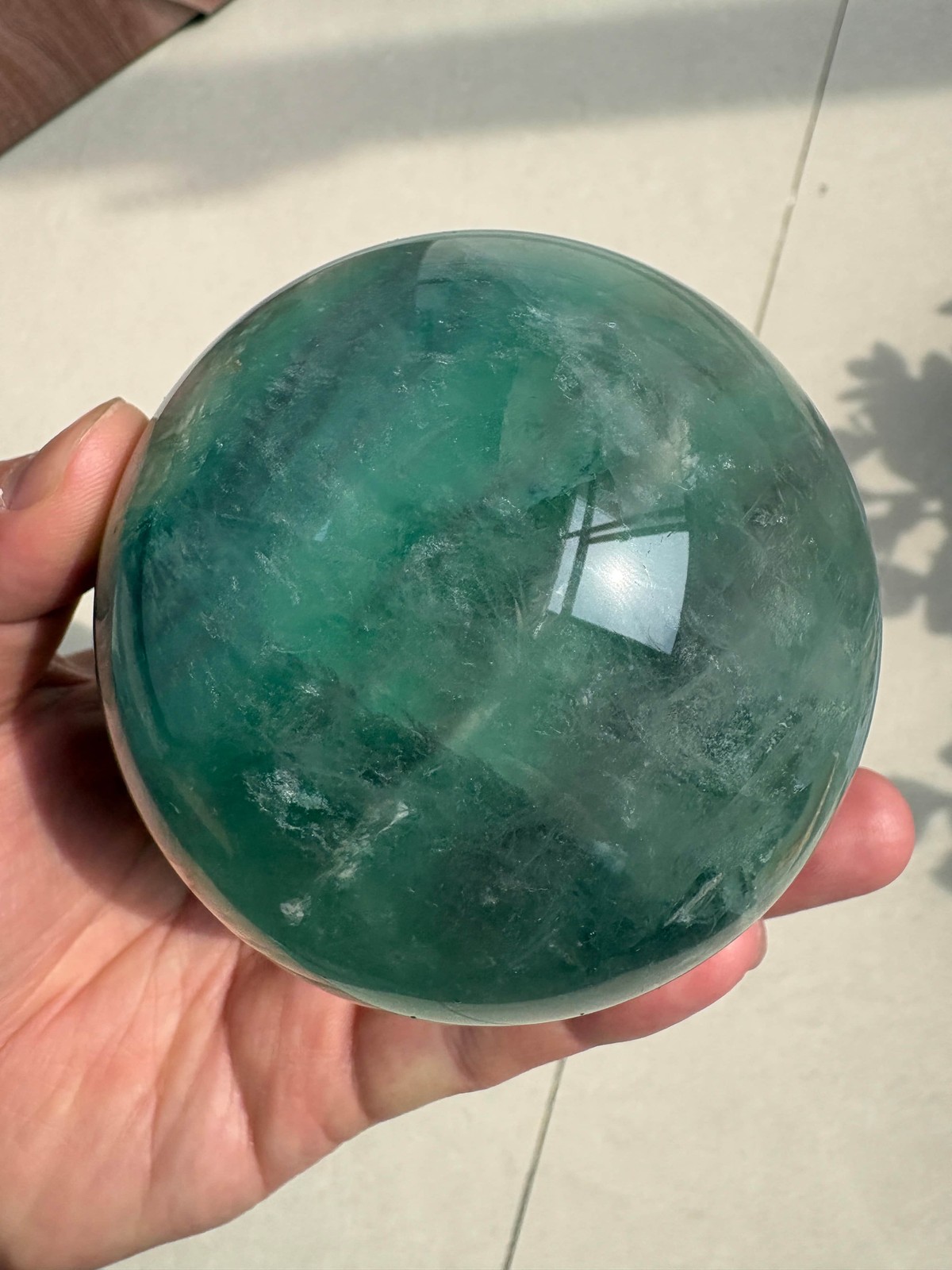 Natural Green Fluorite Sphere 2.6 lb 3.5\