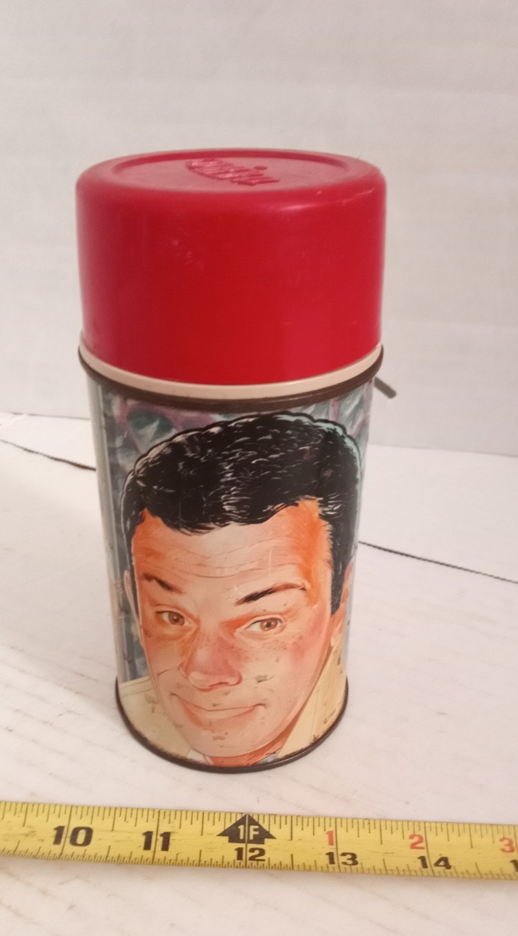 Vintage 1966 Don Adams Get Smart Metal Thermos Bottle w/ Cup, No Lunchbox.