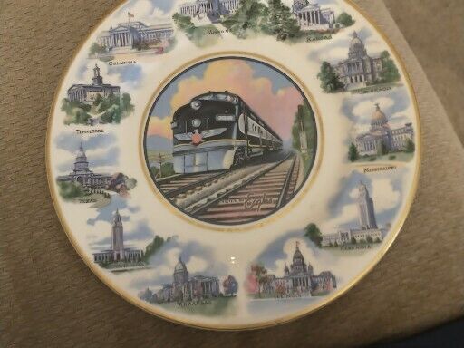 Missouri Pacific Lines Railroad Route of the Eagles Syracuse Plate w Capitols