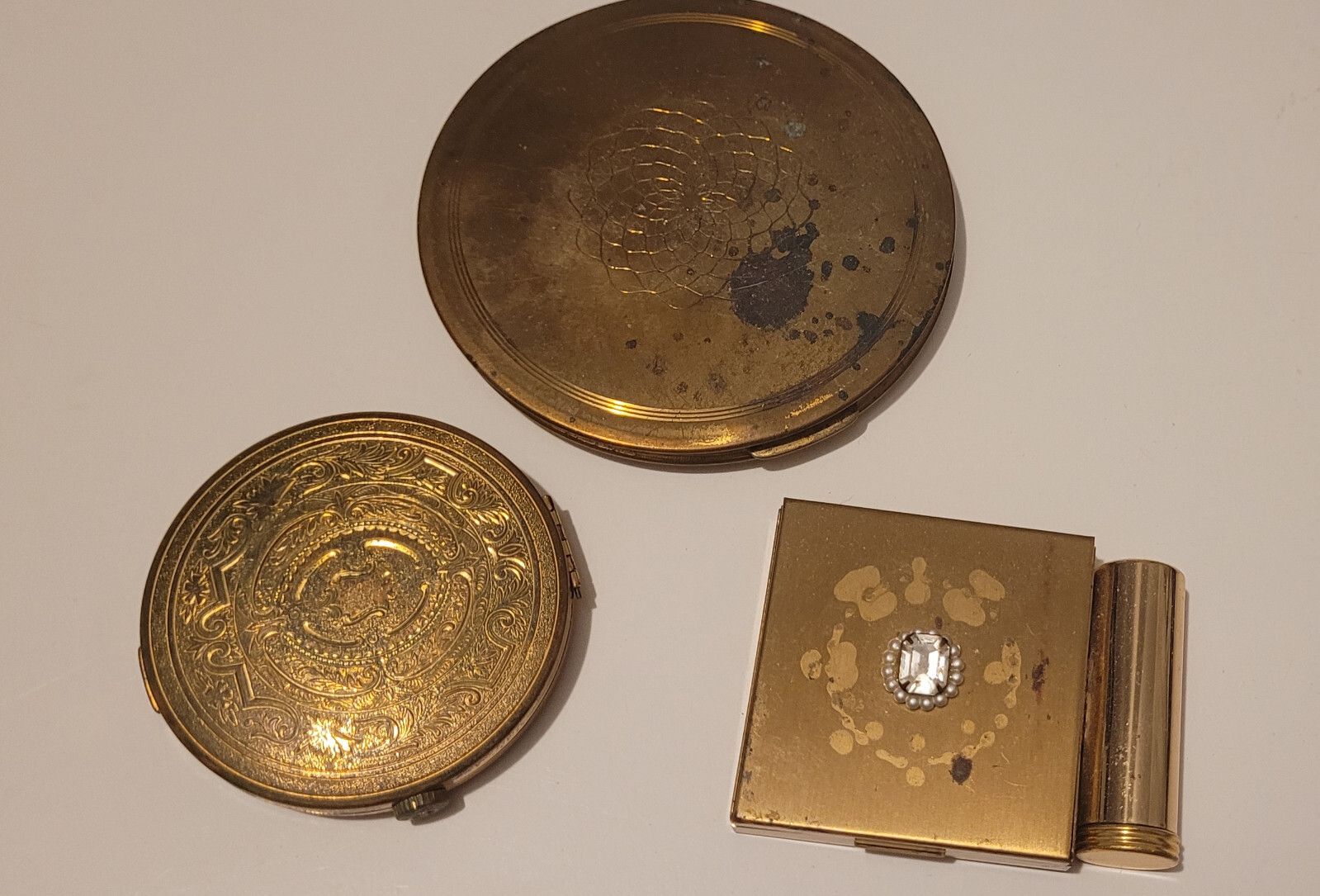 3 Vintage Powder Mirror Compacts Elizabeth Arden Trickettes by Wiesner of Miami