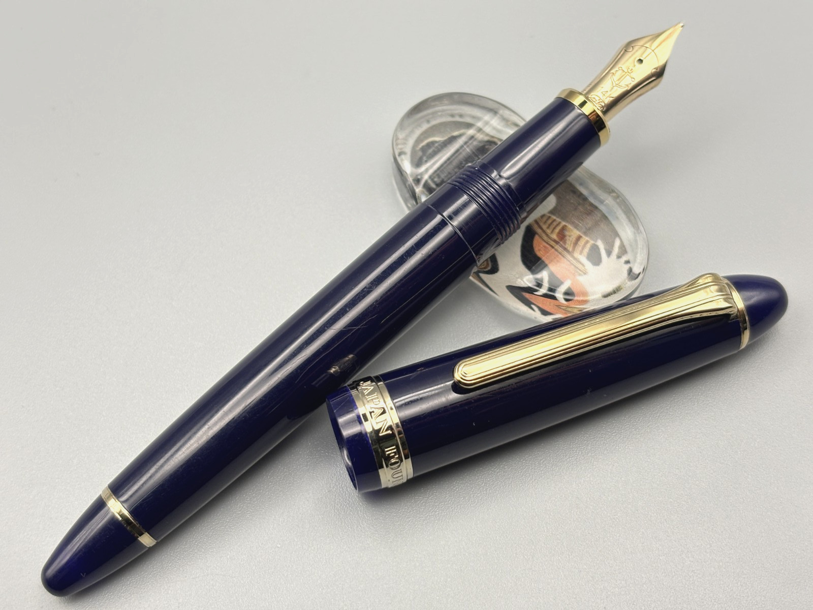Sailor Founded 1911 Fountain Pen Navy Blue 14K Gold Hard Broa H-B Nib Used Japan