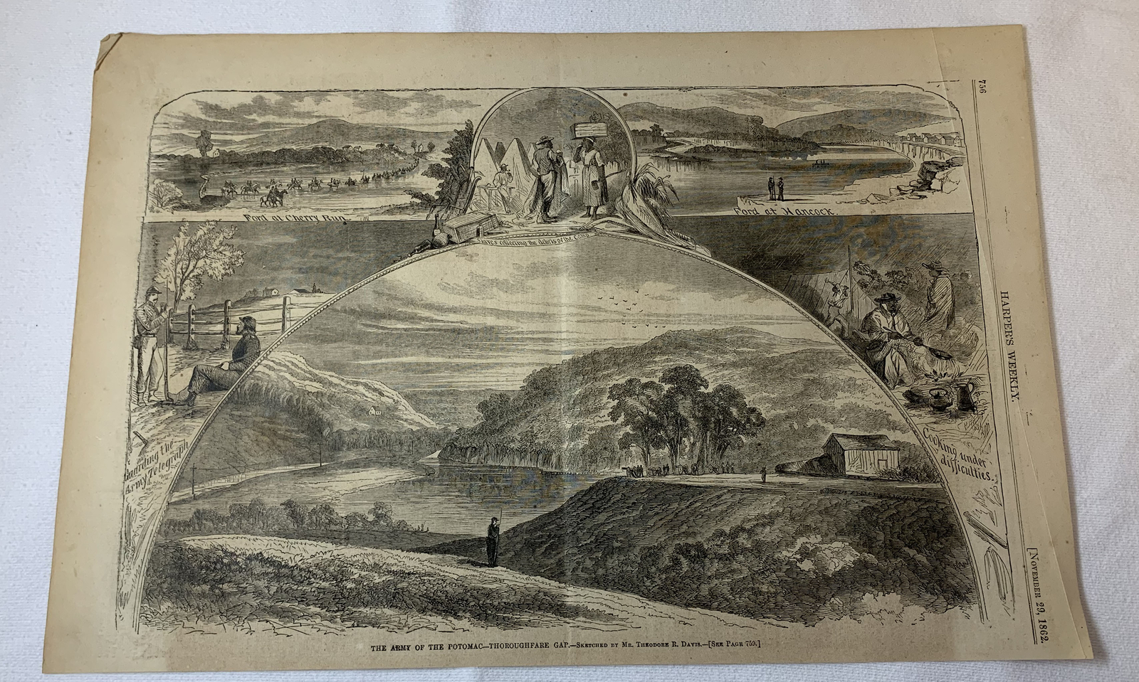 1862 magazine engraving~11x16~ARMY OF POTOMAC, BATTLE THOROUGHFARE GAP, Virginia