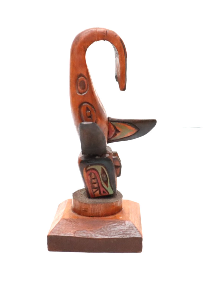 Carved Totem Pole Orca Whale Signed George James Northwest Coast Native American