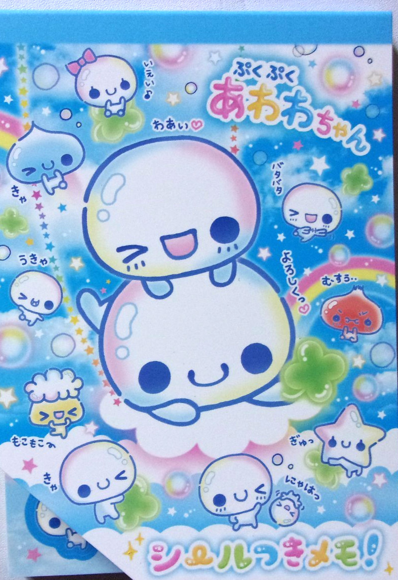 KAMIO Heisei Pukupuku Awawa-chan Large A6 Memo Pad Sticker Made in Japan