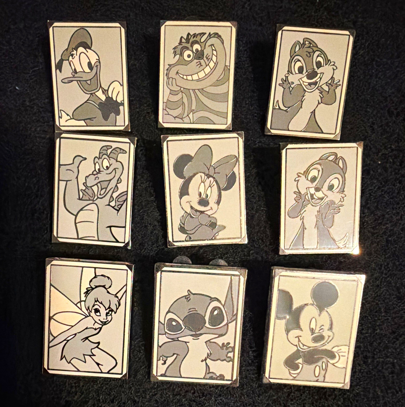 Disney Limited Release Black & White Mickey Pin Trading Complete Set (9 Pins)