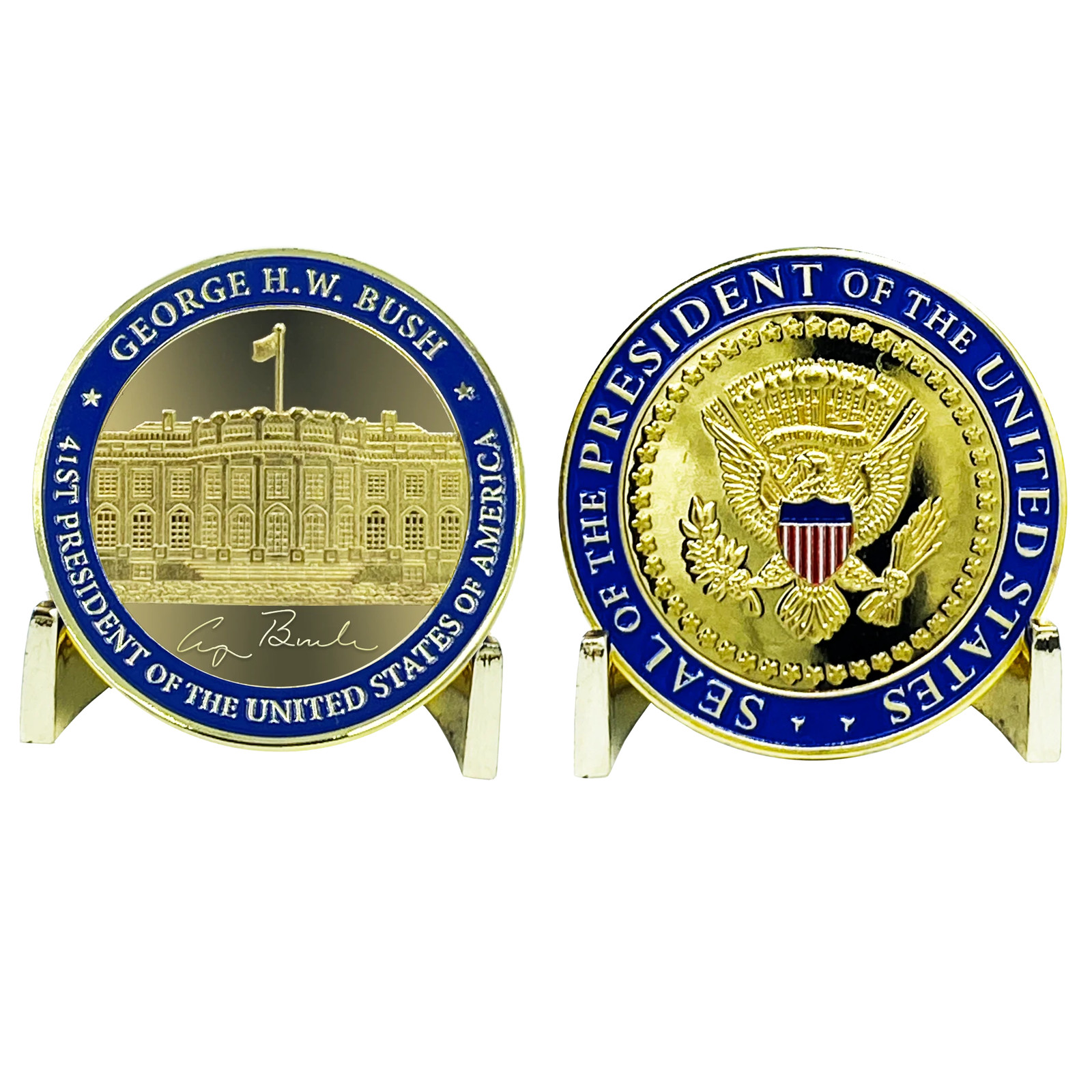 BL4-001 41st President George H.W. Bush Challenge Coin White House POTUS HW Bush