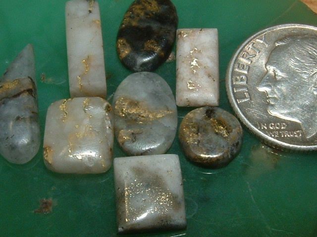 8 PIECE LOT GOLD QUARTZ CABOCHON  15.9 CARATS GOLD NUGGET JEWELRY