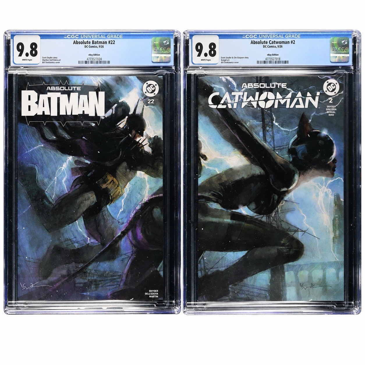 CGC 9.8 ABSOLUTE BATMAN #22 ABSOLUTE CATWOMAN #2 SDCC SIENKIEWICZ CONNECTING SET