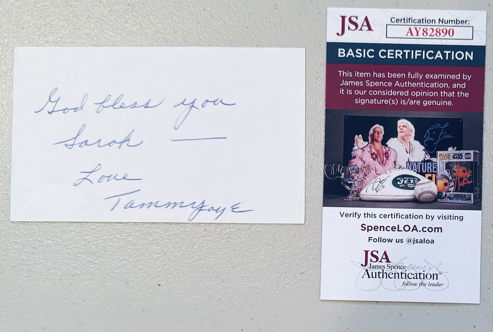 Tammy Faye Bakker Signed Autographed 3x5 Card JSA Cert Televangelist PTL Jim 2