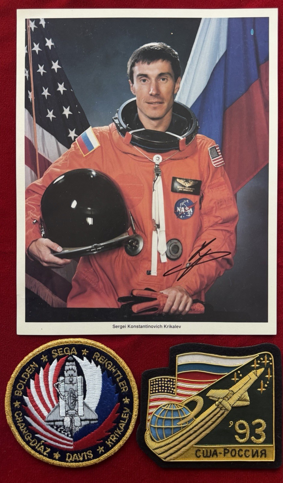 STS-60 S.Krikalev 1994 Signed NASA litho/print w/Patches