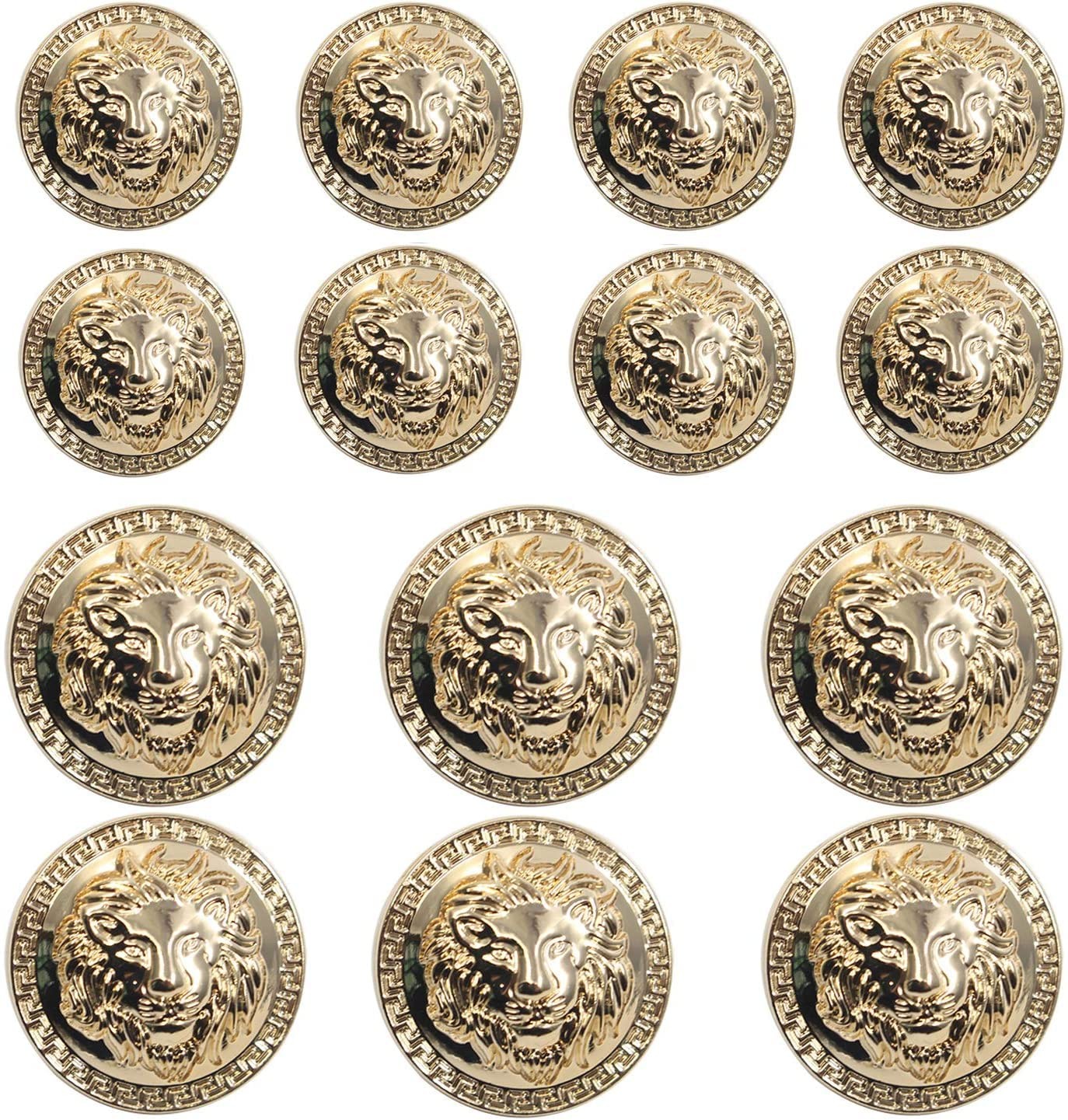 14 Pieces Gold Vintage Antique Metal Blazer Button Set - 3D 17mm, 23mm,