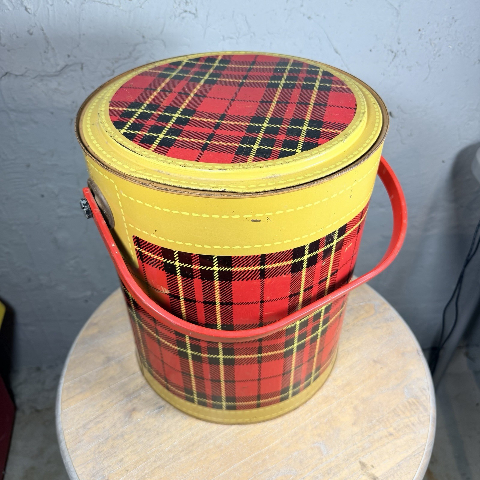 Vintage 1950's The Skotch Kooler 4 Gallon Hamilton Red Black Tan Plaid Christmas