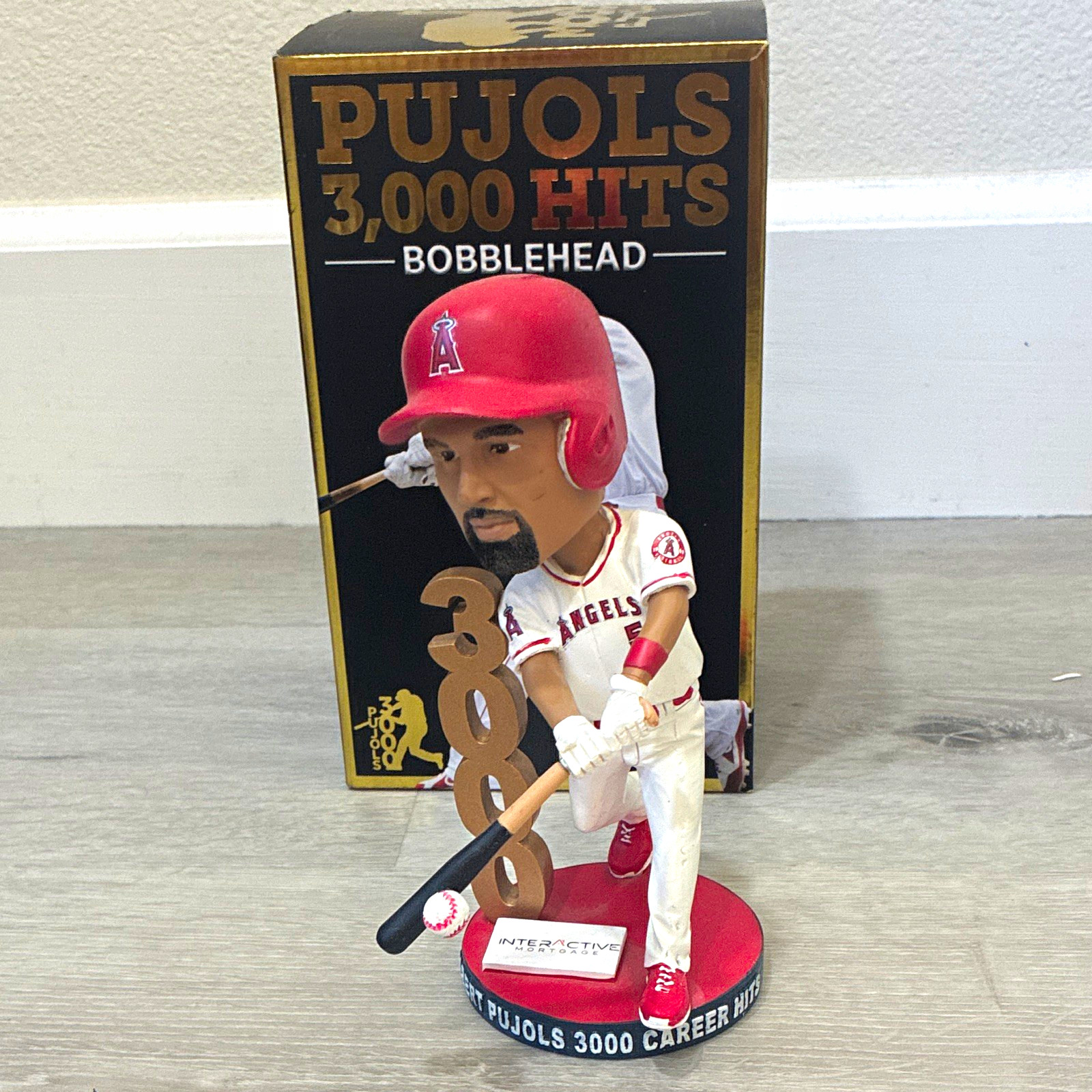 Interactive Mortgage Albert Pujols 3000 Hits MLB Angels Bobblehead Box Plastic