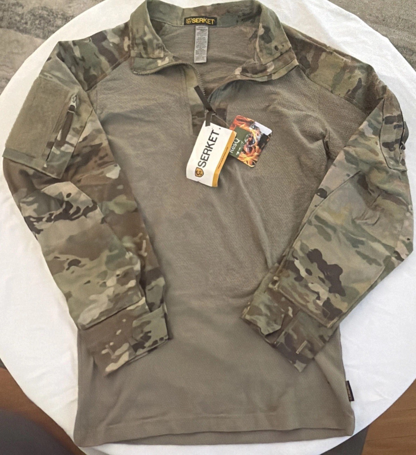 NWT Serket Combat Mens OCP Multicam 1/4 Zip Tactical Army Ripstop Camo Green