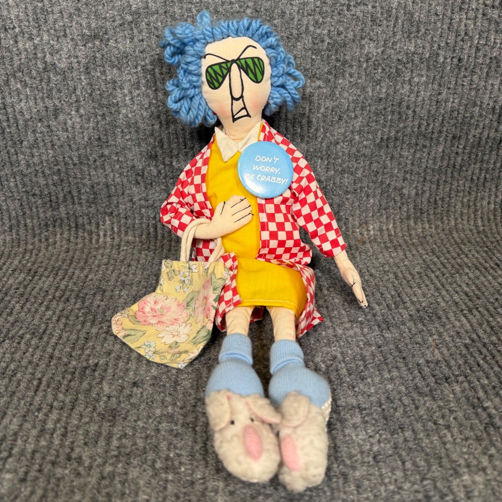 VTG 1995 Hallmark Maxine Dont Worry Be Crabby Doll Gag Gift Funny Bunny Grandma