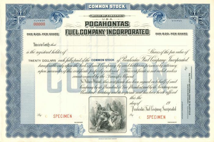 Pocahontas Fuel Co. Incorporated - Specimen Stock Certificate - Specimen Stocks 