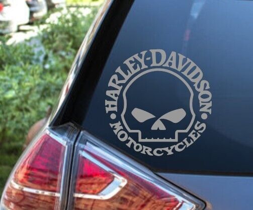 Harley Davidson Motorcycles Skull Silver Vinyl Decal Sticker Auto Car Truck Home